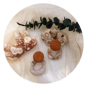 Earrings, handcrafted, natural, wood, accessories